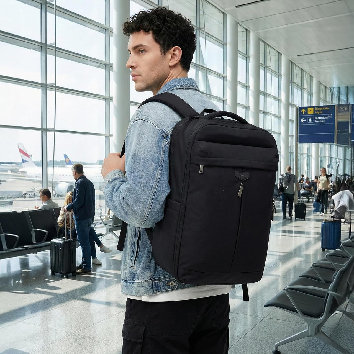Travel Backpack for Women Men, 32L 4 In 1 Carry on Luggage Backpack, TSA Friendly Flight Approved 17 Inch Laptop Backpack, Waterproof Travel Bag for Work School Camping Hiking, Elegant Gray