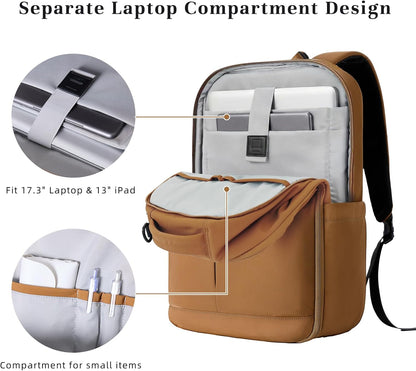 Travel Backpack for Women Men, 32L 4 In 1 Carry on Luggage Backpack, TSA Friendly Flight Approved 17 Inch Laptop Backpack, Waterproof Travel Bag for Work School Camping Hiking, Elegant Gray