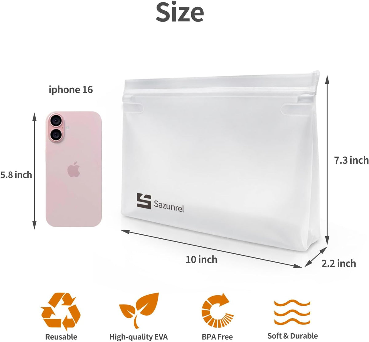 2 Pack Clear Leakproof Toiletry Bags, EVA Material TSA Compliant Seal Bags, BPA Free, Travel Plastic Bags, Waterproof Travel Toiletry Bags for Women Men (2 Large)