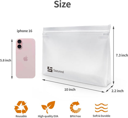 2 Pack Clear Leakproof Toiletry Bags, EVA Material TSA Compliant Seal Bags, BPA Free, Travel Plastic Bags, Waterproof Travel Toiletry Bags for Women Men (2 Large)