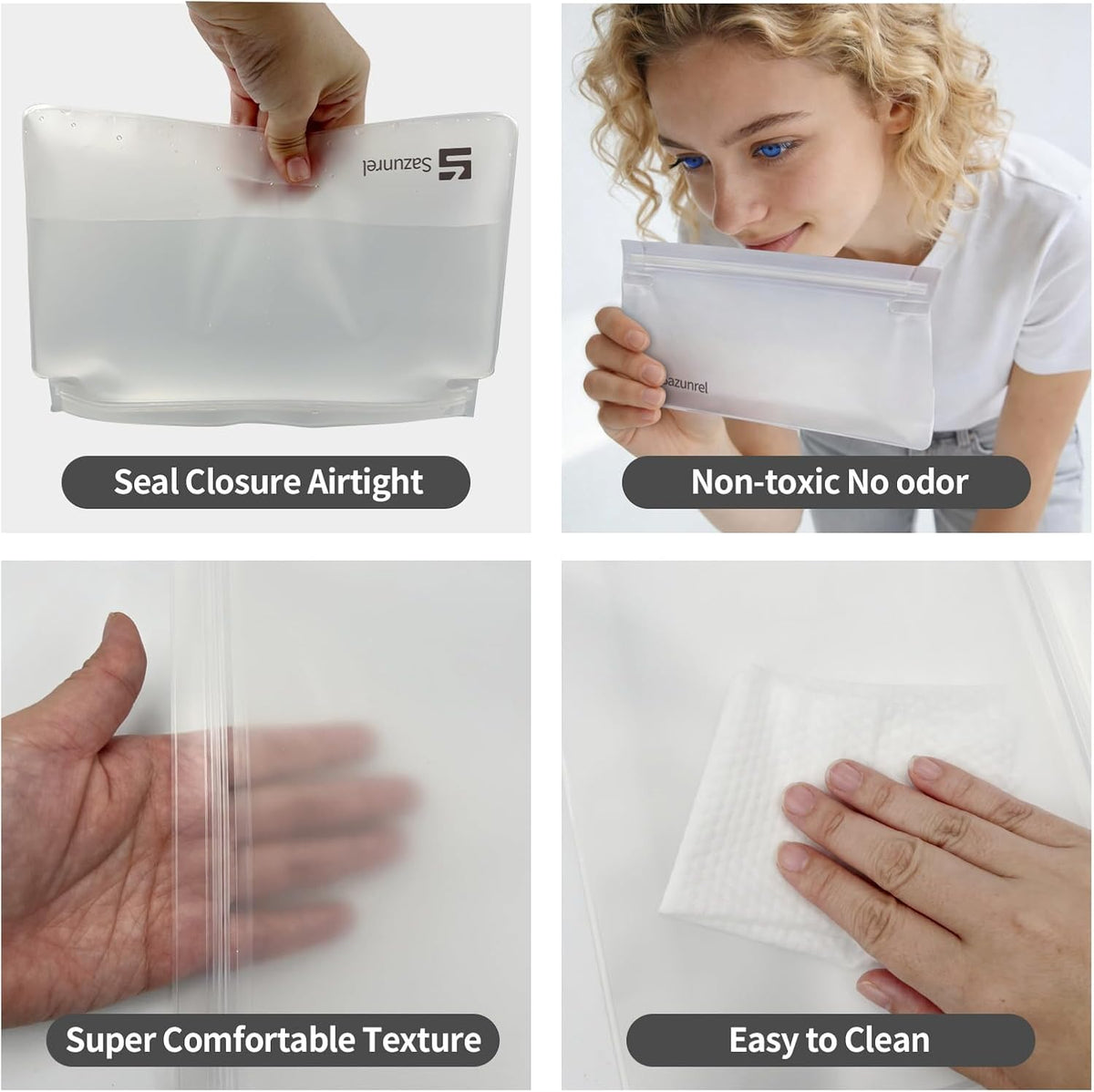 2 Pack Clear Leakproof Toiletry Bags, EVA Material TSA Compliant Seal Bags, BPA Free, Travel Plastic Bags, Waterproof Travel Toiletry Bags for Women Men (2 Large)