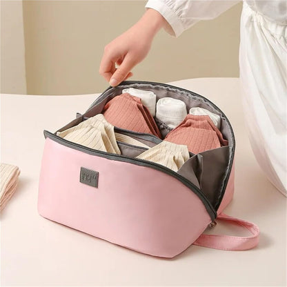 Travel Underwear Organizer Bag 1pc Underwear Storage Bag Portable Zipper Bras Organizer for Traveling Women's Lingerie & Accessories(Pink)