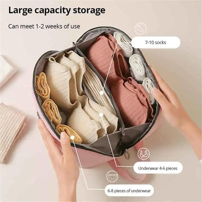 Travel Underwear Organizer Bag 1pc Underwear Storage Bag Portable Zipper Bras Organizer for Traveling Women's Lingerie & Accessories(Pink)