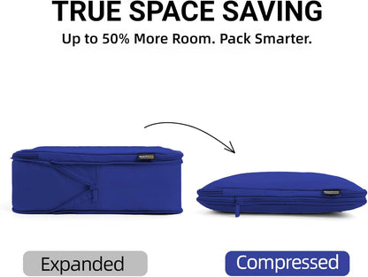 4 Piece Compression Packing Cubes for 3–7 Day Travel, Light Green | Wrinkle-Resistant Memory Fabric, Breathable Mesh Panel, Double-Zipper, Small to Large Size Bag, Smart Organization