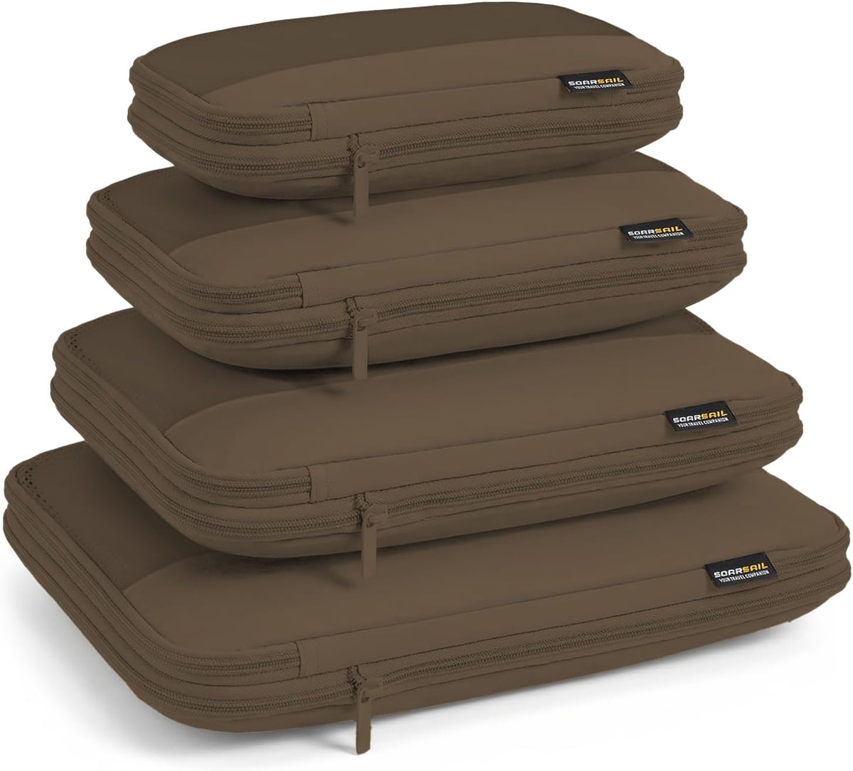 4 Piece Compression Packing Cubes for 3–7 Day Travel, Light Green | Wrinkle-Resistant Memory Fabric, Breathable Mesh Panel, Double-Zipper, Small to Large Size Bag, Smart Organization