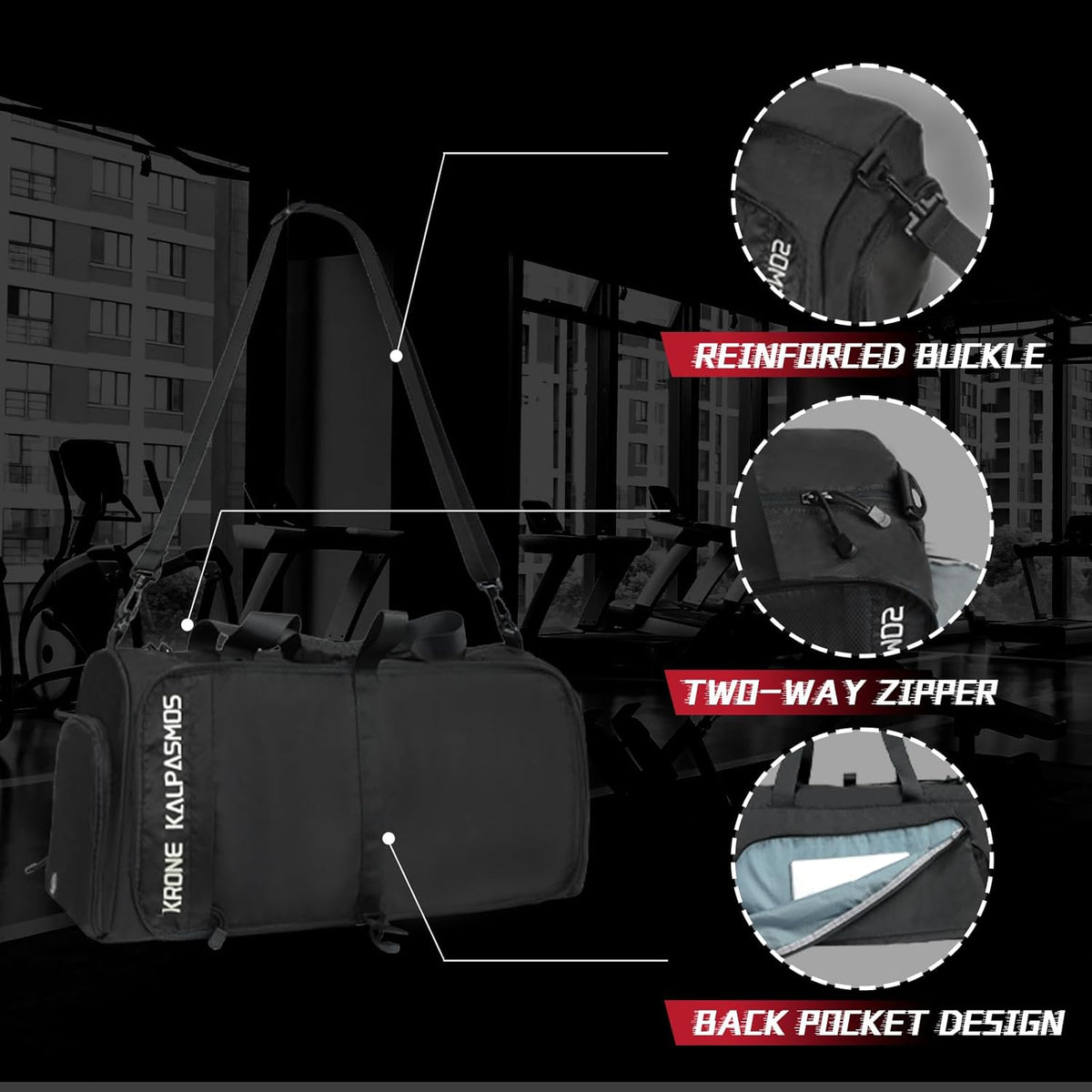 Gym Bag with Shoe Compartment – Packable Duffle Bag, Small Gym Bag for Women and Men, Foldable Waterproof Sports Duffel for Travel, Workout, and Sneakers, Grey
