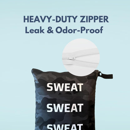 Wet Bags for Gym Clothes - 12.6"x14.6" Waterproof, Machine Washable Sweat Bags for Wet, Sweaty & Dirty Workout Gear - Smell Proof, Dry Bags for Sports, Travel, Yoga, Swimsuits & Towels - Organizer