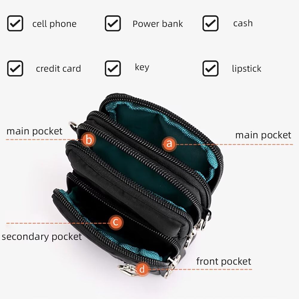 Cell Phone Bag Water Resistant Crossbody Travel Purse Sport Arm Bag Wallet Mini Shoulder Handbag with Adjustable Strap