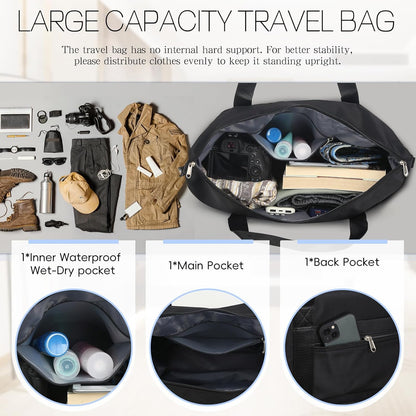 Duffel Bag with Wheels - Rolling Foldable Expandable Duffle Bag with Wheels for Travel, Rolling Luggage Carry On Bag with Wheels, Large Rolling Backpack Weekend Bags for Men Women (Black)