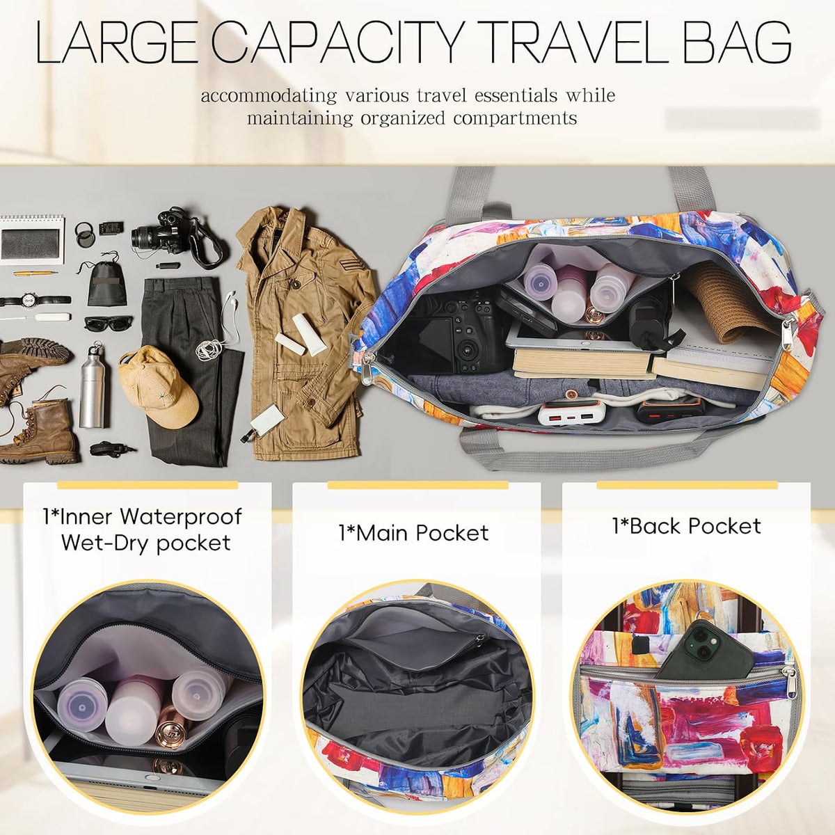 Duffel Bag with Wheels - Rolling Foldable Expandable Duffle Bag with Wheels for Travel, Rolling Luggage Carry On Bag with Wheels, Large Rolling Backpack Weekend Bags for Men Women (Black)