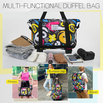 Duffel Bag with Wheels - Rolling Foldable Expandable Duffle Bag with Wheels for Travel, Rolling Luggage Carry On Bag with Wheels, Large Rolling Backpack Weekend Bags for Men Women (Black)