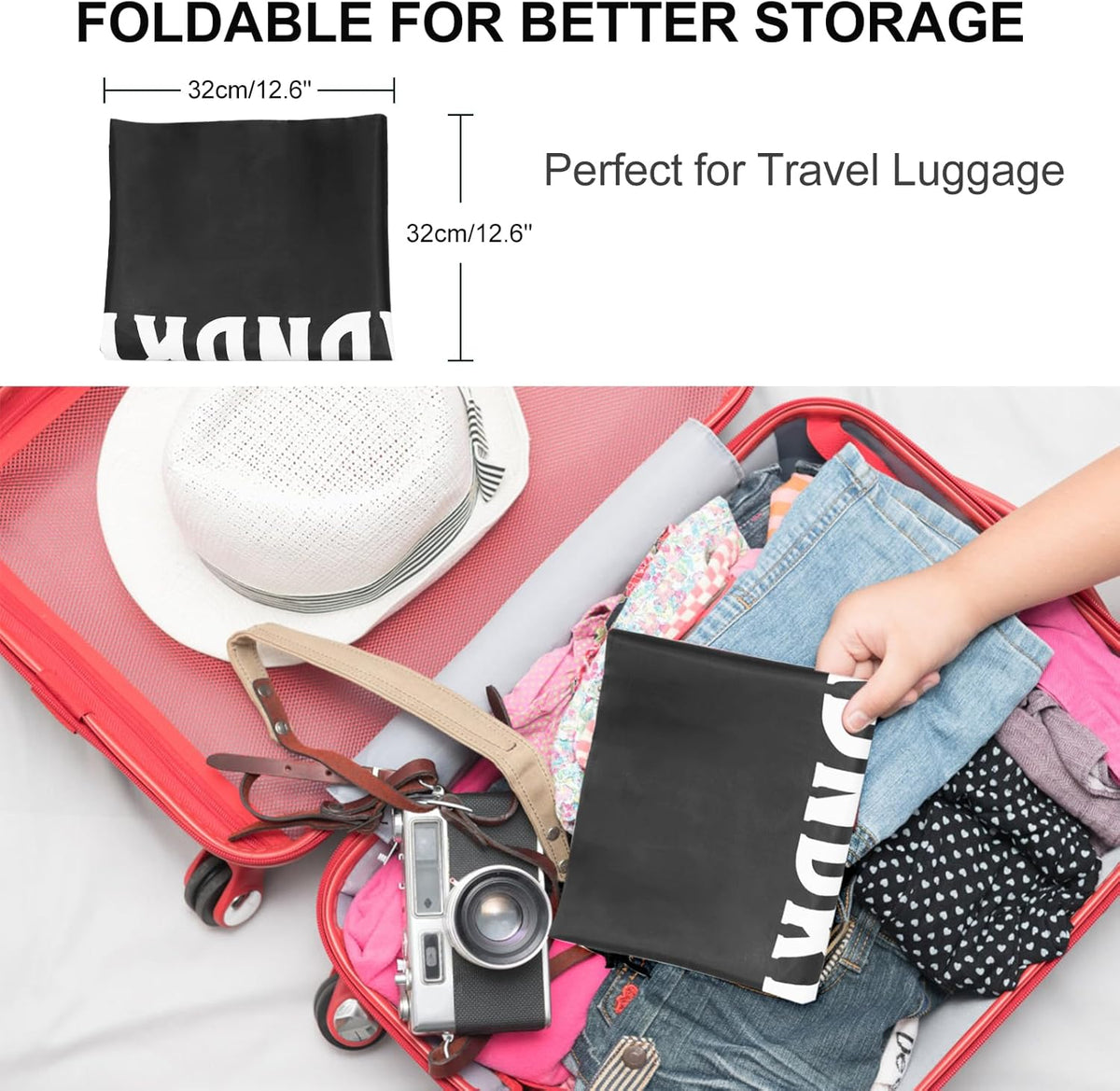 2 Pack XL Travel Laundry Bag, Machine Washable Dirty Clothes Organizer, Large Enough to Hold 4 Loads of Laundry, Easy Fit a Laundry Hamper (Black + Pink)