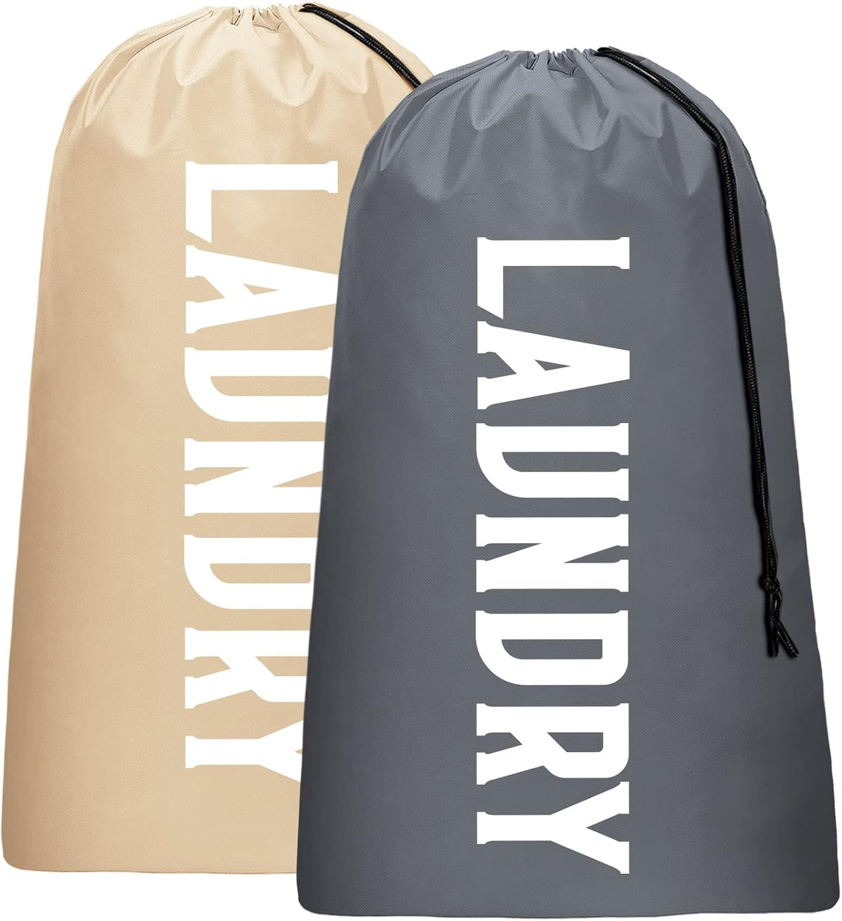 2 Pack XL Travel Laundry Bag, Machine Washable Dirty Clothes Organizer, Large Enough to Hold 4 Loads of Laundry, Easy Fit a Laundry Hamper (Black + Pink)