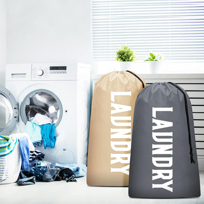 2 Pack XL Travel Laundry Bag, Machine Washable Dirty Clothes Organizer, Large Enough to Hold 4 Loads of Laundry, Easy Fit a Laundry Hamper (Black + Pink)