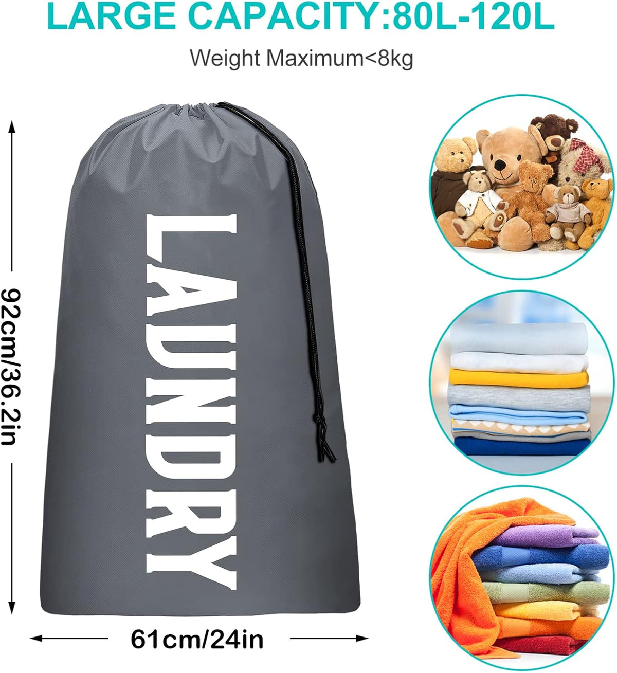 2 Pack XL Travel Laundry Bag, Machine Washable Dirty Clothes Organizer, Large Enough to Hold 4 Loads of Laundry, Easy Fit a Laundry Hamper (Black + Pink)