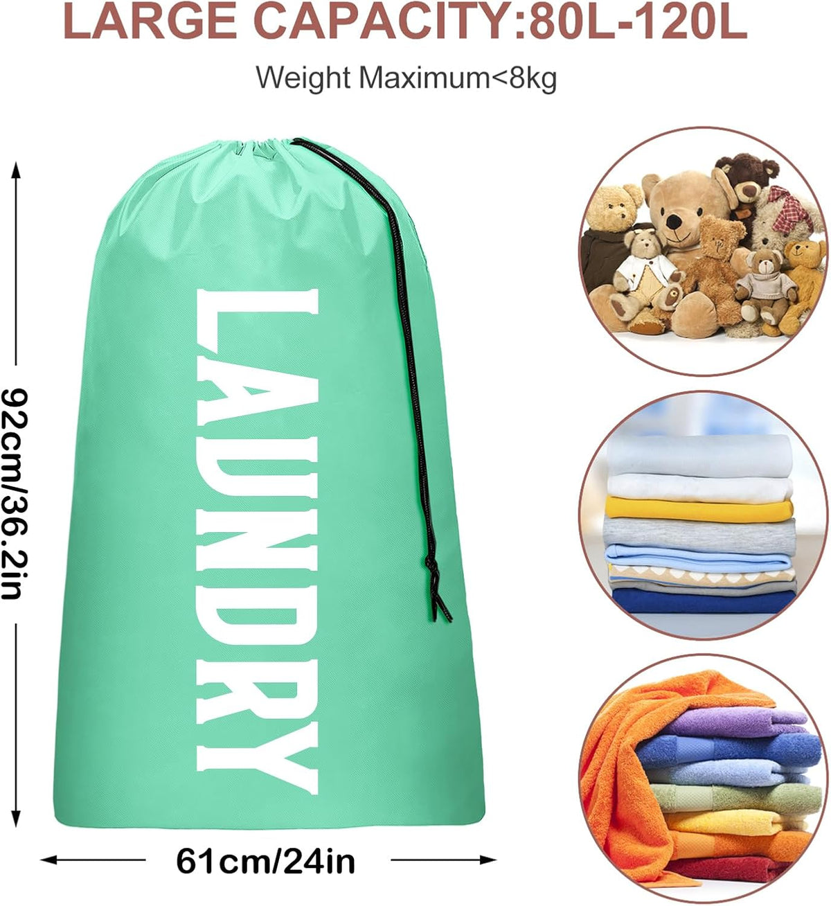 2 Pack XL Travel Laundry Bag, Machine Washable Dirty Clothes Organizer, Large Enough to Hold 4 Loads of Laundry, Easy Fit a Laundry Hamper (Black + Pink)