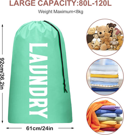 2 Pack XL Travel Laundry Bag, Machine Washable Dirty Clothes Organizer, Large Enough to Hold 4 Loads of Laundry, Easy Fit a Laundry Hamper (Black + Pink)