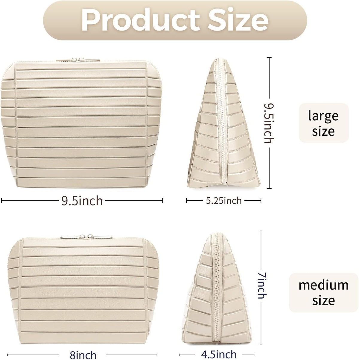Travel Makeup Organizer Bag with Fold-Down Design and Adjustable Dividers, 27 Pockets & 3 Brush Storage Holders, Large Capacity Cosmetic Bags Toiletry Case- Black