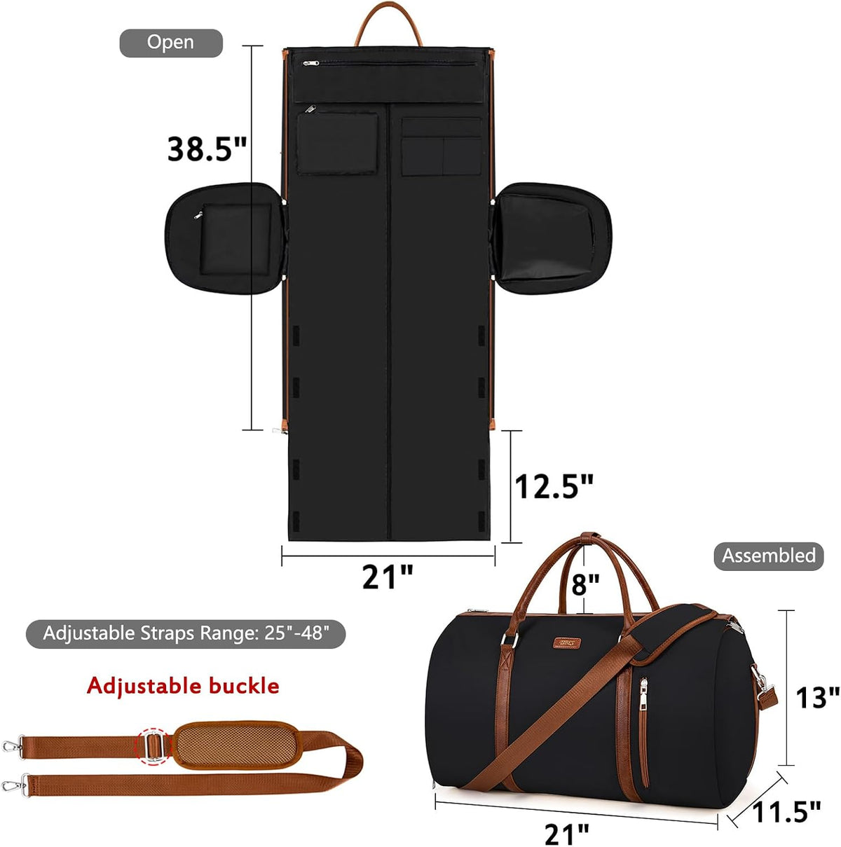 Convertible 2-in-1 Garment Bags for Travel, 50L Carry On Garment Duffle Bag With Shoe Compartment Large Weekender Bag for Women Men Hanging Suitcase Suit Travel Duffel Overnight Bags 4pcs Set