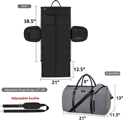 Convertible 2-in-1 Garment Bags for Travel, 50L Carry On Garment Duffle Bag With Shoe Compartment Large Weekender Bag for Women Men Hanging Suitcase Suit Travel Duffel Overnight Bags 4pcs Set