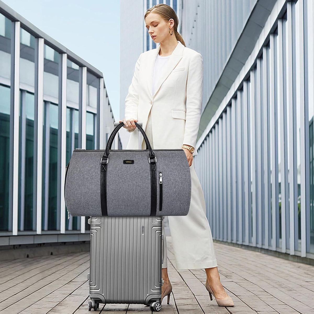 Convertible 2-in-1 Garment Bags for Travel, 50L Carry On Garment Duffle Bag With Shoe Compartment Large Weekender Bag for Women Men Hanging Suitcase Suit Travel Duffel Overnight Bags 4pcs Set
