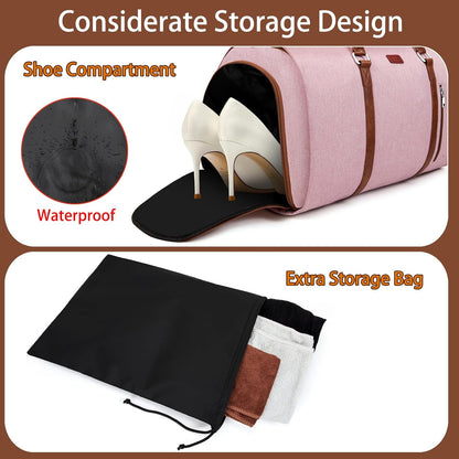 Convertible 2-in-1 Garment Bags for Travel, 50L Carry On Garment Duffle Bag With Shoe Compartment Large Weekender Bag for Women Men Hanging Suitcase Suit Travel Duffel Overnight Bags 4pcs Set