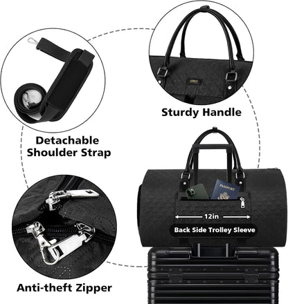 Convertible 2-in-1 Garment Bags for Travel, 50L Carry On Garment Duffle Bag With Shoe Compartment Large Weekender Bag for Women Men Hanging Suitcase Suit Travel Duffel Overnight Bags 4pcs Set