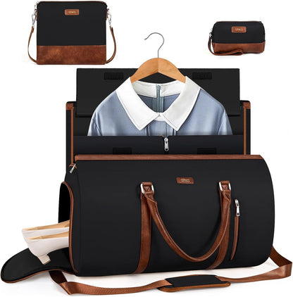 Convertible 2-in-1 Garment Bags for Travel, 50L Carry On Garment Duffle Bag With Shoe Compartment Large Weekender Bag for Women Men Hanging Suitcase Suit Travel Duffel Overnight Bags 4pcs Set
