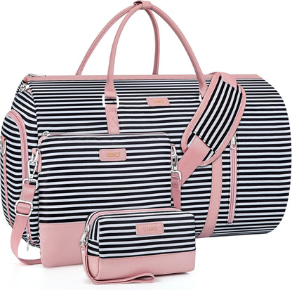 Convertible 2-in-1 Garment Bags for Travel, 50L Carry On Garment Duffle Bag With Shoe Compartment Large Weekender Bag for Women Men Hanging Suitcase Suit Travel Duffel Overnight Bags 4pcs Set