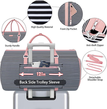 Convertible 2-in-1 Garment Bags for Travel, 50L Carry On Garment Duffle Bag With Shoe Compartment Large Weekender Bag for Women Men Hanging Suitcase Suit Travel Duffel Overnight Bags 4pcs Set