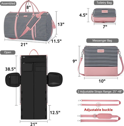 Convertible 2-in-1 Garment Bags for Travel, 50L Carry On Garment Duffle Bag With Shoe Compartment Large Weekender Bag for Women Men Hanging Suitcase Suit Travel Duffel Overnight Bags 4pcs Set