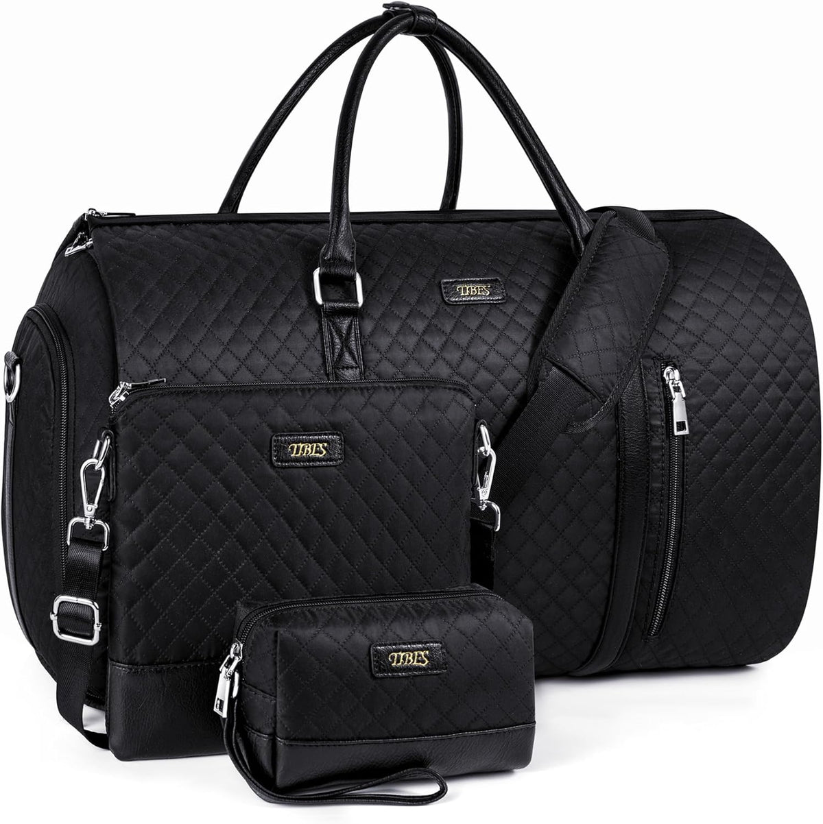 Convertible 2-in-1 Garment Bags for Travel, 50L Carry On Garment Duffle Bag With Shoe Compartment Large Weekender Bag for Women Men Hanging Suitcase Suit Travel Duffel Overnight Bags 4pcs Set