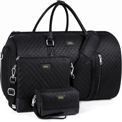 Convertible 2-in-1 Garment Bags for Travel, 50L Carry On Garment Duffle Bag With Shoe Compartment Large Weekender Bag for Women Men Hanging Suitcase Suit Travel Duffel Overnight Bags 4pcs Set