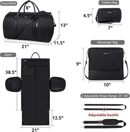 Convertible 2-in-1 Garment Bags for Travel, 50L Carry On Garment Duffle Bag With Shoe Compartment Large Weekender Bag for Women Men Hanging Suitcase Suit Travel Duffel Overnight Bags 4pcs Set