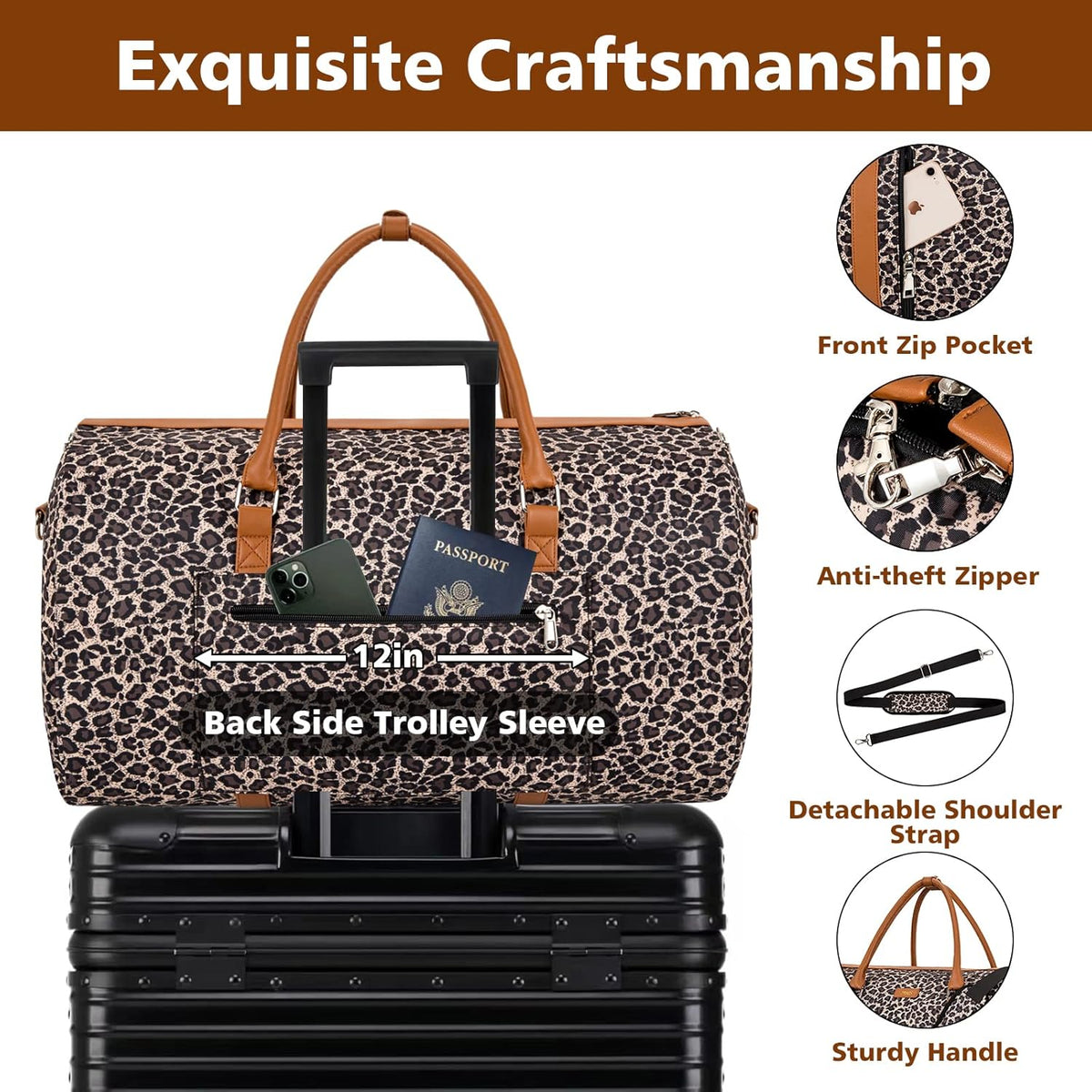 Convertible 2-in-1 Garment Bags for Travel, 50L Carry On Garment Duffle Bag With Shoe Compartment Large Weekender Bag for Women Men Hanging Suitcase Suit Travel Duffel Overnight Bags 4pcs Set