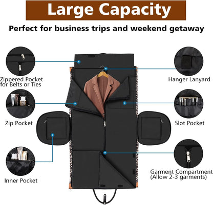 Convertible 2-in-1 Garment Bags for Travel, 50L Carry On Garment Duffle Bag With Shoe Compartment Large Weekender Bag for Women Men Hanging Suitcase Suit Travel Duffel Overnight Bags 4pcs Set