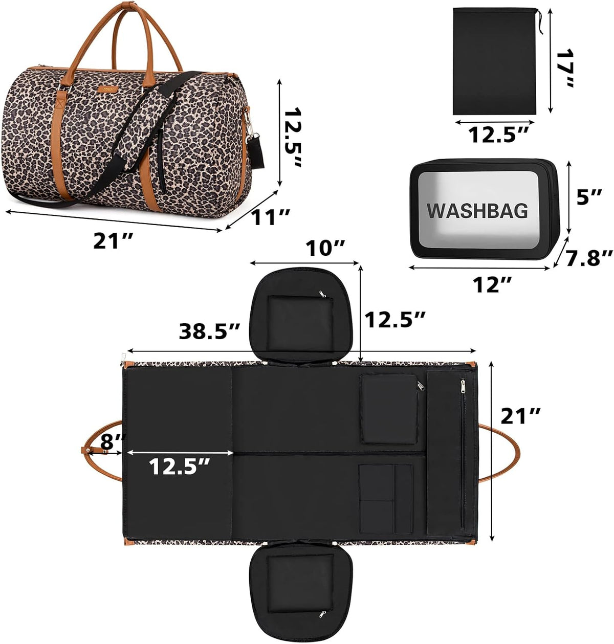 Convertible 2-in-1 Garment Bags for Travel, 50L Carry On Garment Duffle Bag With Shoe Compartment Large Weekender Bag for Women Men Hanging Suitcase Suit Travel Duffel Overnight Bags 4pcs Set