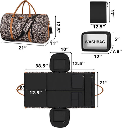 Convertible 2-in-1 Garment Bags for Travel, 50L Carry On Garment Duffle Bag With Shoe Compartment Large Weekender Bag for Women Men Hanging Suitcase Suit Travel Duffel Overnight Bags 4pcs Set