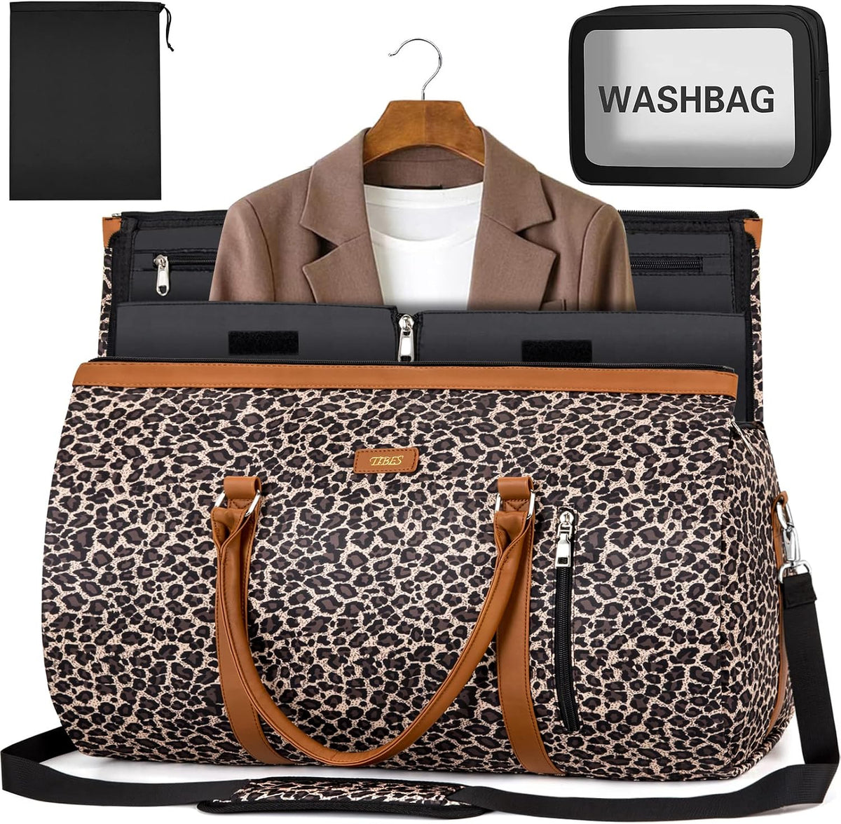 Convertible 2-in-1 Garment Bags for Travel, 50L Carry On Garment Duffle Bag With Shoe Compartment Large Weekender Bag for Women Men Hanging Suitcase Suit Travel Duffel Overnight Bags 4pcs Set