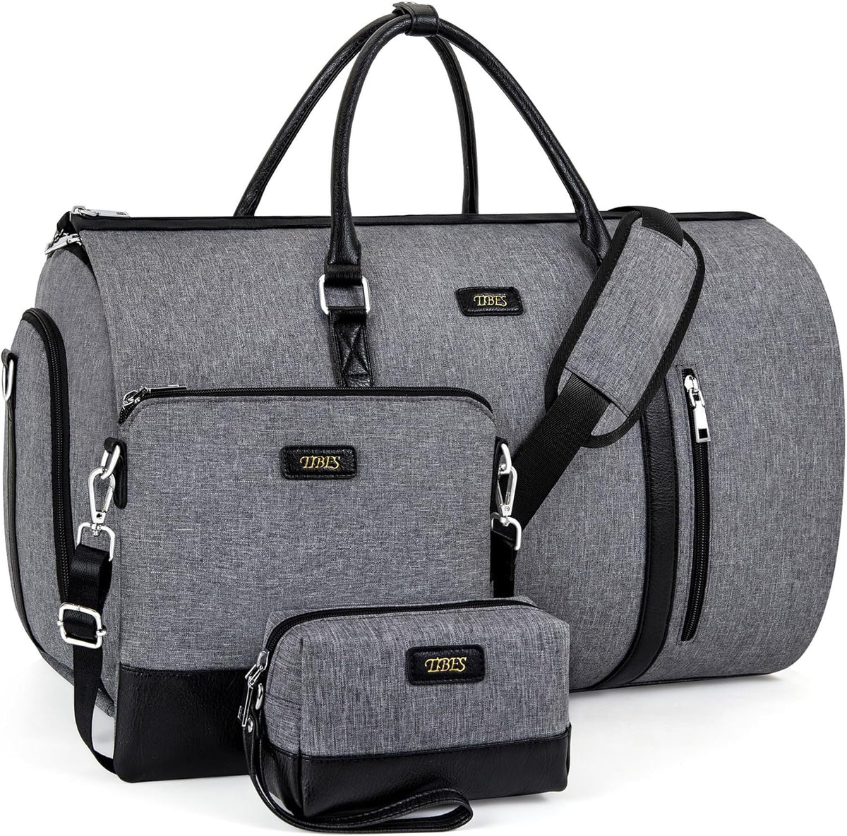 Convertible 2-in-1 Garment Bags for Travel, 50L Carry On Garment Duffle Bag With Shoe Compartment Large Weekender Bag for Women Men Hanging Suitcase Suit Travel Duffel Overnight Bags 4pcs Set