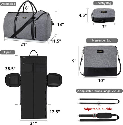 Convertible 2-in-1 Garment Bags for Travel, 50L Carry On Garment Duffle Bag With Shoe Compartment Large Weekender Bag for Women Men Hanging Suitcase Suit Travel Duffel Overnight Bags 4pcs Set
