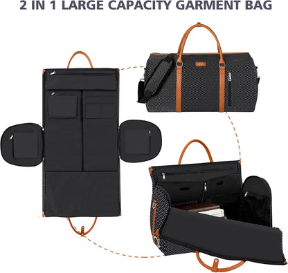 Convertible 2-in-1 Garment Bags for Travel, 50L Carry On Garment Duffle Bag With Shoe Compartment Large Weekender Bag for Women Men Hanging Suitcase Suit Travel Duffel Overnight Bags 4pcs Set