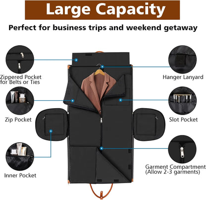 Convertible 2-in-1 Garment Bags for Travel, 50L Carry On Garment Duffle Bag With Shoe Compartment Large Weekender Bag for Women Men Hanging Suitcase Suit Travel Duffel Overnight Bags 4pcs Set