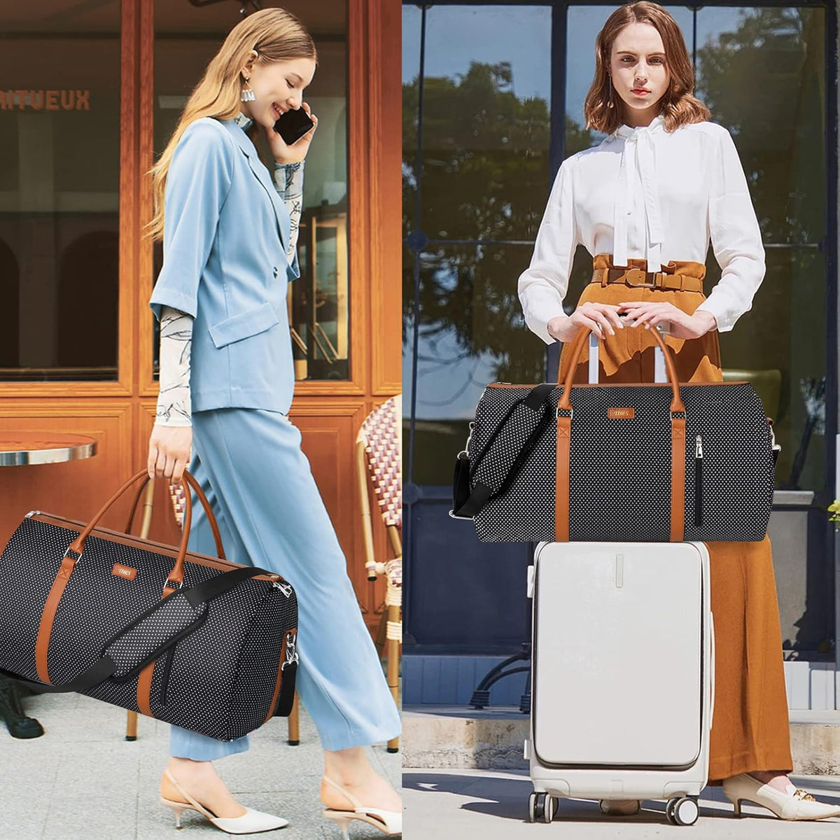 Convertible 2-in-1 Garment Bags for Travel, 50L Carry On Garment Duffle Bag With Shoe Compartment Large Weekender Bag for Women Men Hanging Suitcase Suit Travel Duffel Overnight Bags 4pcs Set