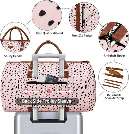 Convertible 2-in-1 Garment Bags for Travel, 50L Carry On Garment Duffle Bag With Shoe Compartment Large Weekender Bag for Women Men Hanging Suitcase Suit Travel Duffel Overnight Bags 4pcs Set