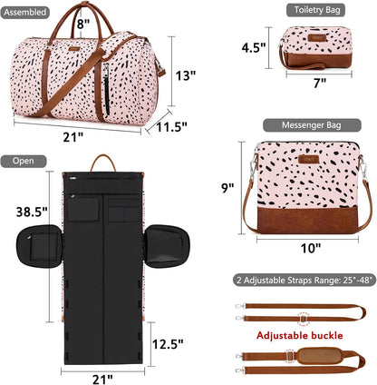 Convertible 2-in-1 Garment Bags for Travel, 50L Carry On Garment Duffle Bag With Shoe Compartment Large Weekender Bag for Women Men Hanging Suitcase Suit Travel Duffel Overnight Bags 4pcs Set