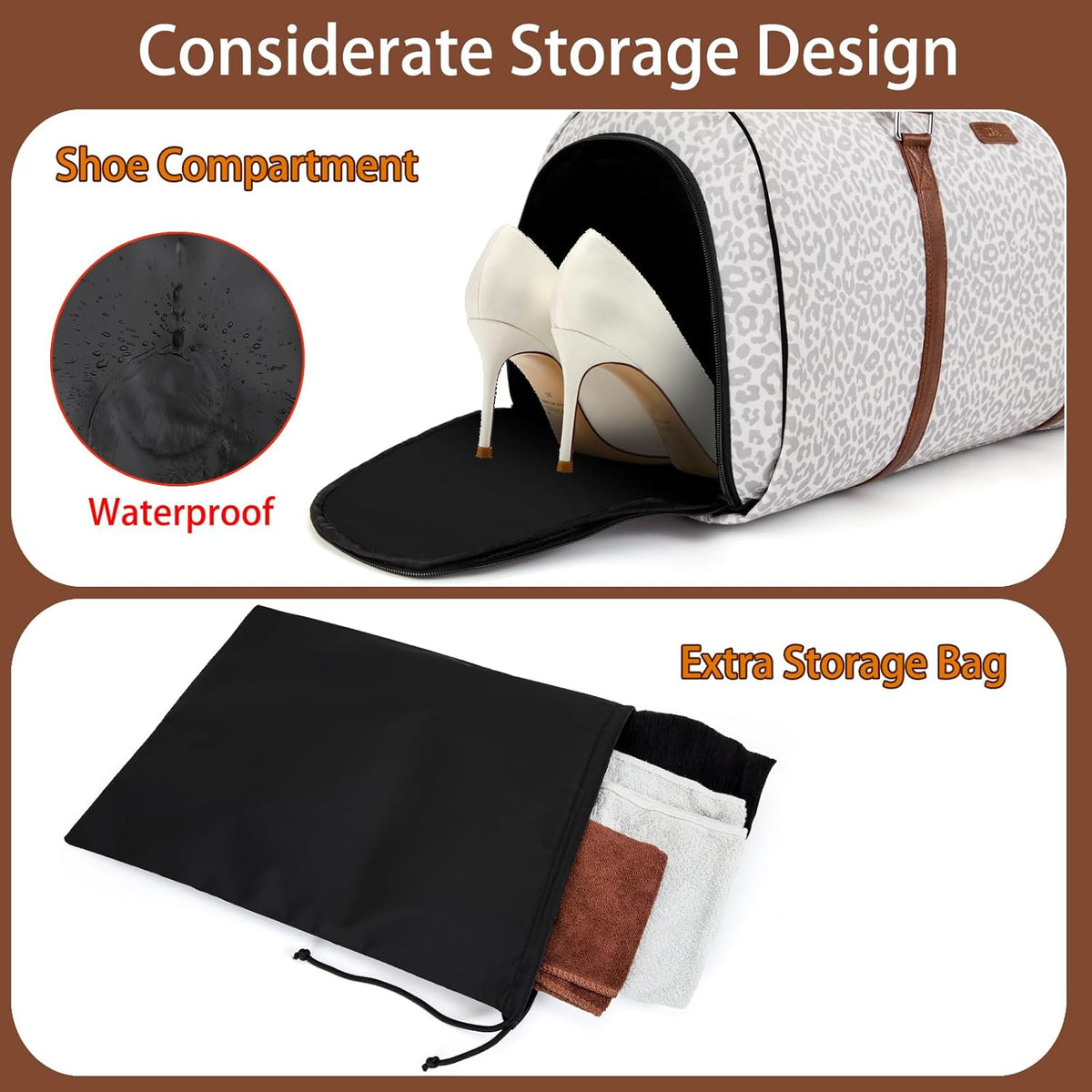 Convertible 2-in-1 Garment Bags for Travel, 50L Carry On Garment Duffle Bag With Shoe Compartment Large Weekender Bag for Women Men Hanging Suitcase Suit Travel Duffel Overnight Bags 4pcs Set