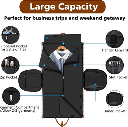Convertible 2-in-1 Garment Bags for Travel, 50L Carry On Garment Duffle Bag With Shoe Compartment Large Weekender Bag for Women Men Hanging Suitcase Suit Travel Duffel Overnight Bags 4pcs Set