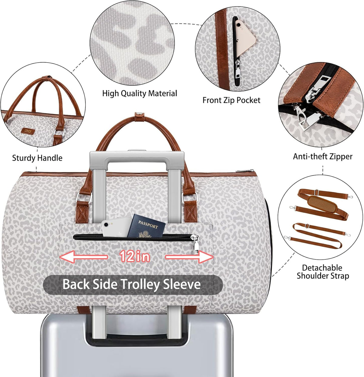 Convertible 2-in-1 Garment Bags for Travel, 50L Carry On Garment Duffle Bag With Shoe Compartment Large Weekender Bag for Women Men Hanging Suitcase Suit Travel Duffel Overnight Bags 4pcs Set