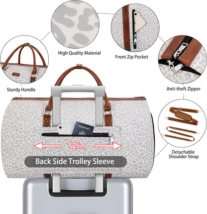 Convertible 2-in-1 Garment Bags for Travel, 50L Carry On Garment Duffle Bag With Shoe Compartment Large Weekender Bag for Women Men Hanging Suitcase Suit Travel Duffel Overnight Bags 4pcs Set